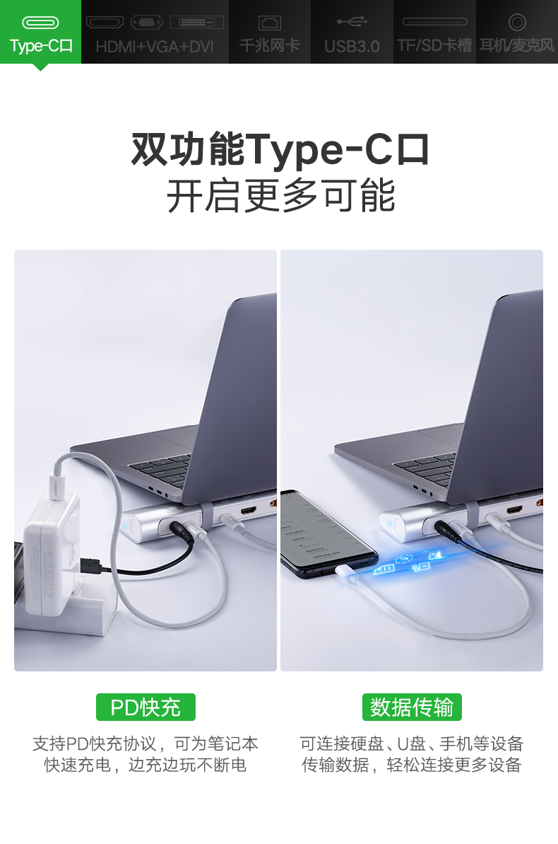 绿联Type-C多功能扩展坞